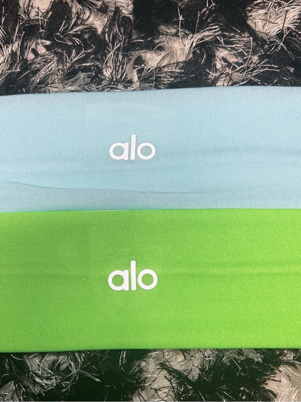 ALO Yoga women Stretch Headbands - Sky Blue & Lime Green
